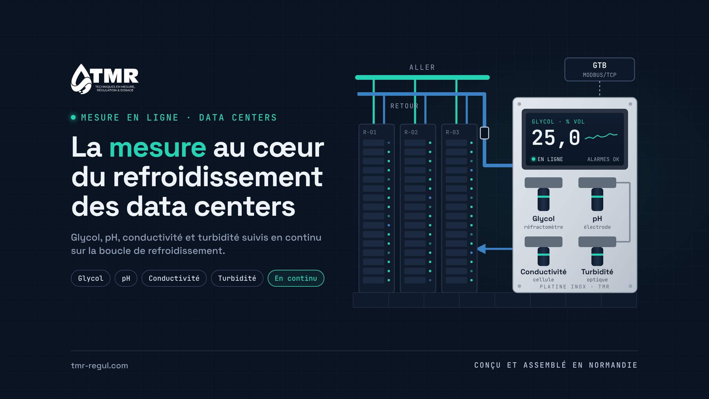 Platine de mesure en ligne pour le refroidissement des Data Centers